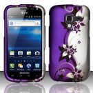 Hard Plastic Rubberized Snap On Design Case for Samsung Exhilarate i577 (AT&T) - Purple Vines