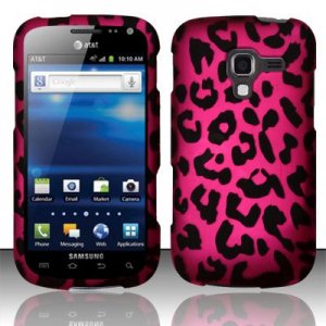 Hard Plastic Rubberized Snap On Design Case for Samsung Exhilarate i577 (AT&T) - Hot Pink Leopard