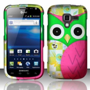 Hard Plastic Rubberized Snap On Design Case for Samsung Exhilarate i577 (AT&T) - Owl Eyes