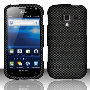 Hard Plastic Rubberized Snap On Design Case for Samsung Exhilarate i577 (AT&T) - Carbon Fiber