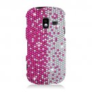 Hard Plastic Bling Design Case for Samsung Intensity 3 III SCH U485 (Verizon) - Silver and Pink