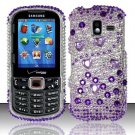 Hard Plastic Bling Design Case for Samsung Intensity 3 III SCH U485 (Verizon) - Purple and Silver