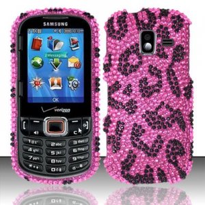 Hard Plastic Bling Design Case for Samsung Intensity 3 III SCH U485 (Verizon) - Hot Pink Leopard