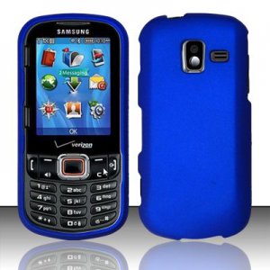 Hard Plastic Rubberized Snap On Case for Samsung Intensity 3 III SCH U485 (Verizon) - Blue