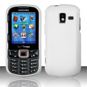 Hard Plastic Rubberized Snap On Case for Samsung Intensity 3 III SCH U485 (Verizon) - White