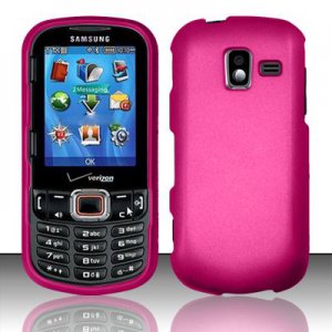 Hard Plastic Rubberized Snap On Case for Samsung Intensity 3 III SCH U485 (Verizon) - Hot Pink