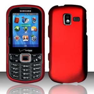 Hard Plastic Rubberized Snap On Case for Samsung Intensity 3 III SCH U485 (Verizon) - Red