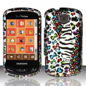 Hard Plastic Snap On Rubberized Design Case for Samsung Brightside U380 - White Safari