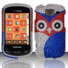 Hard Plastic Bling Rhinestone Design Case for Samsung Brightside U380 - Starry Blue Owl