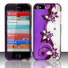 New Hard Plastic Rubberized Snap On Case Cover for Apple iPhone 5 – Silver & Purple Vines