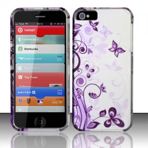 New Hard Plastic Rubberized Snap On Case Cover for Apple iPhone 5 &acirc;�� Vines & Butterfly