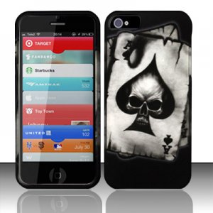 New Hard Plastic Rubberized Snap On Case Cover for Apple iPhone 5 &acirc;�� Ace of Spade Skull