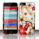 New Hard Plastic Rubberized Snap On Case Cover for Apple iPhone 5 – Red and Gold Flowers