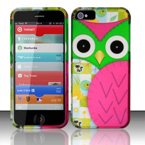 New Hard Plastic Rubberized Snap On Case Cover for Apple iPhone 5 &acirc;�� Starry Green Owl