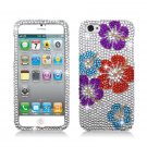 Hard Plastic Bling Rhinestone Snap On Case Cover for Apple iPhone 5 - Flowers Pedal