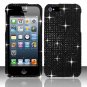 Hard Plastic Bling Rhinestone Snap On Case Cover for Apple iPhone 5 - Black