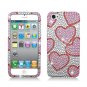 Hard Plastic Bling Rhinestone Snap On Case Cover for Apple iPhone 5 - Pink Hearts