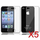 5 Premium Front & Back Clear LCD Screen Protector for Apple iPhone 5 6th Gen Phone