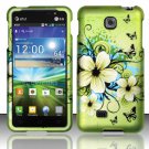 Hard Plastic Rubberized Snap On Case Cover for LG Escape P870 (AT&T) – Green Flowers & Butterfly