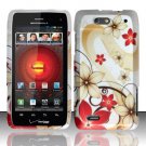 Hard Plastic Rubber Feel Design Case for Motorola Droid 4 XT894 (Verizon) - Red and Gold Flowers