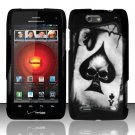Hard Plastic Rubber Feel Design Case for Motorola Droid 4 XT894 (Verizon) - Ace of Spade Skull