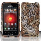 Hard Plastic Bling Rhinestone Design Case for Motorola Droid 4 (Verizon) - Golden Cheetah