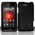 Hard Plastic Bling Rhinestone Design Case for Motorola Droid 4 (Verizon) - Solid Black