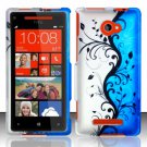 Hard Plastic Snap On Case Cover for HTC Windows Phone 8X (Verizon/AT&T/T-Mobile) – Blue Vines