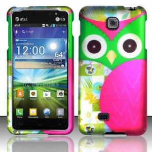 Hard Plastic Rubberized Snap On Case Cover for LG Escape P870 (AT&T) &acirc;�� Starry Green Owl