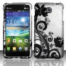 Hard Plastic Rubberized Snap On Case Cover for LG Escape P870 (AT&T) – Black Vines