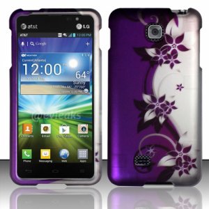 Hard Plastic Rubberized Snap On Case Cover for LG Escape P870 (AT&T) &acirc;�� Purple Vines