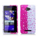Hard Plastic Bling Case Cover for HTC Windows Phone 8X (Verizon/AT&T/T-Mobile) - Silver & Pink