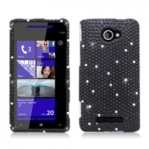 Hard Plastic Bling Case Cover for HTC Windows Phone 8X (Verizon/AT&T/T-Mobile) - Black Diamond