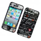 Hard Plastic Glossy Design Case Cover for Apple iPhone 4/4S - Black I Love You