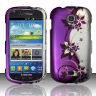 Hard Plastic Snap On Case Cover for Samsung Galaxy Stellar 4G i200 (Verizon) - Silver & Purple Vines