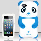 Panda Bear Soft Gel Rubber Skin Case Cover for Apple iPhone 5 6th Gen Phone - Light Blue