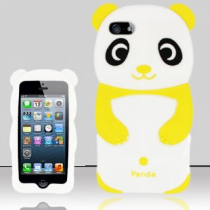 Panda Bear Soft Gel Rubber Skin Case Cover for Apple iPhone 5 6th Gen Phone - Yellow