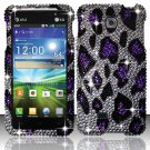 Hard Plastic Bling Rhinestone Snap On Case Cover for LG Escape P870 (AT&T) – Purple Leopard