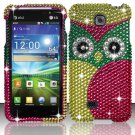 Hard Plastic Bling Rhinestone Snap On Case Cover for LG Escape P870 (AT&T) – Starry Green Owl