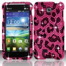 Hard Plastic Bling Rhinestone Snap On Case Cover for LG Escape P870 (AT&T) – Hot Pink Leopard