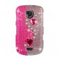 Hard Plastic Bling Rhinestone Design Case for Samsung Droid Charge i510/i520 - Pink Pearl and Heart