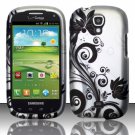 Hard Plastic Snap On Case Cover for Samsung Stratosphere 2 i415 (Verizon) - Silver & Black Vines