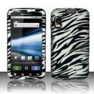 Hard Plastic Rubber Feel Design Case for Motorola Atrix 4G MB860 - Silver & Black Zebra