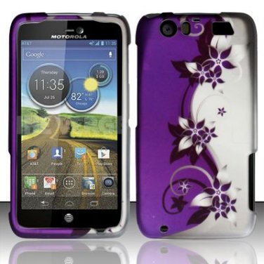 Hard Plastic Rubberized Design Case for Motorola Atrix 3 HD MB886 (AT&T) &acirc;�� Purple Vines