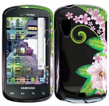 Hard Plastic Design Case for Samsung Stratosphere i405 - Black and Green Flower