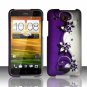 Hard Plastic Snap On Case Cover for HTC Droid DNA 6435 (Verizon) - Silver Purple Vines