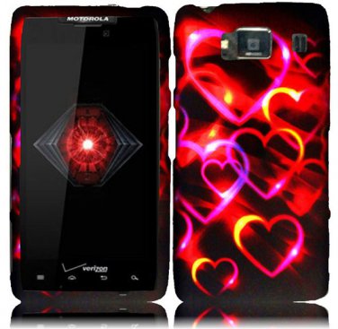 Hard Plastic Snap On Case Cover for Motorola Droid RAZR HD XT926 (Verizon) - Rainbow Hearts