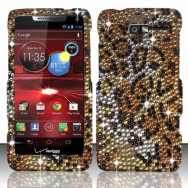Hard Plastic Snap On Bling Case Cover Motorola Droid RAZR M 4G LTE XT907 (Verizon) - Golden Cheetah