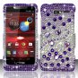 Hard Plastic Snap On Bling Case Cover Motorola Droid RAZR M 4G LTE XT907 (Verizon) - Purple & Silver