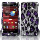 Hard Plastic Snap On Bling Case Cover Motorola Droid RAZR M 4G LTE XT907 (Verizon) - Purple Leopard